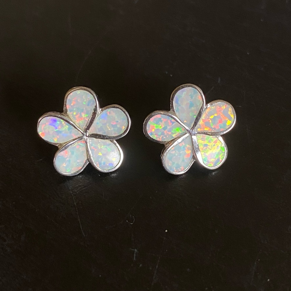 Plumeria hibiscus floral mother of petal earrings